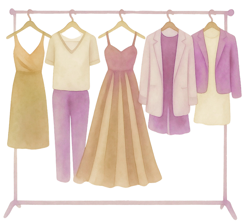 A rack of formal wedding attire